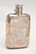 A VICTORIAN SILVER HIP FLASK BY SAMPSON MORDAN & CO, of rectangular form with rounded corners,