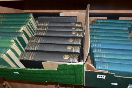 TWO BOXES OF BOOKS comprising thirteen editions of The Works of Charles Dickens, Household