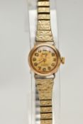 A 9CT GOLD 'AUDAX' WRISTWATCH, hand wound movement, round dial signed 'audax', Arabic numerals,