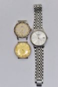 A 'TISSOT' WRIST WATCH, a quartz movement, round dial signed 'Tissot' baton markers, date at the
