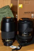 A BOXED NIKON AF-S DS NIKKOR 18-300mm f3.5 G ED VR LENS and a Nikon EF ED Nikkor 70-300mm f4 d lens,