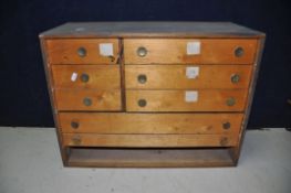 A ENGINEERS TOOL CHEST with eight drawers (missing a draw) containing files, snips, large