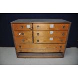 A ENGINEERS TOOL CHEST with eight drawers (missing a draw) containing files, snips, large