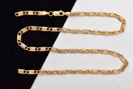 A 9CT GOLD CHAIN, AF flat Byzantine chain, fitted with a lobster clasp, hallmarked 9ct Sheffield