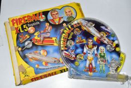 A BOXED MARX FIREBALL XL5 BAGATELLE GAME, appears complete and in good condition with some minor