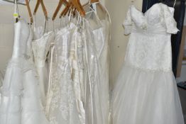 NINE ASSORTED STYLE WEDDING DRESSES, end of season stock clearance (may have slight marks or minor