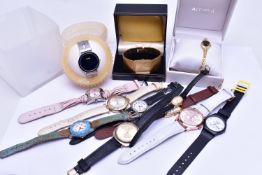 A BOX OF ASSORTED WRISTWATCHES, to include a boxed ladys 'Accurist', a gents boxed 'Accurist' watch,