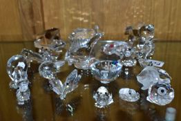 A COLLECTION OF CRYSTAL ORNAMENTS, approximately sixteen pieces to include a Swarovski blow fish (