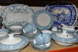 A GROUP OF ROYAL DOULTON 'REFLECTION' PATTERN T.C 1008 DINNERWARES, comprising two covered