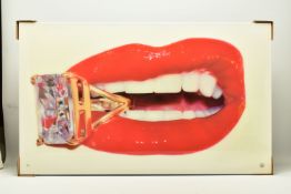 RORY HANCOCK (WELSH 1987) 'ROCK CANDY', a signed limited edition box canvas print of a mouth and a