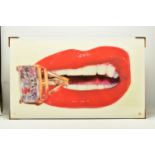 RORY HANCOCK (WELSH 1987) 'ROCK CANDY', a signed limited edition box canvas print of a mouth and a