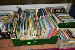 FIVE BOXES OF BOOKS, one hundred to one hundred and twenty titles to include children's books,