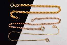 THREE BRACELETS, to include a rope twist bracelet fitted with a spring clasp, hallmarked 9ct