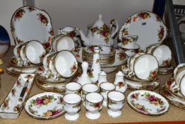 A COLLECTION OF ROYAL ALBERT 'OLD COUNTRY ROSES' TEAWARES, comprising teapot, two trinket dishes,