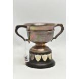 A SILVER TROPHY CUP, fitted with two handles, engraved 'County Express Trophy (Driving Test)