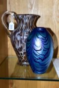 AN 'EVOLUTION' BY WATERFORD JUG AND AN OKRA GLASS VASE, comprising Waterford 'Urban Safari Pitcher',