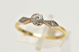 A 18CT GOLD DIAMOND RING, a round brilliant cut diamond, approximate diamond weight 0.25ct, prong