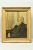 ATTRIBUTED TO JOHN CARSWELL (BRITISH 1931-?) ' A PORTRAIT', a seated portrait depicting an old
