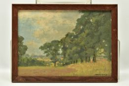 JOHN ALFRED HAGGIS (1897-1968) 'LOOKING TOWARDS CHIGWELL ROW, ESSEX', an English landscape with