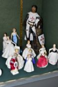 TWELVE ROYAL DOULTON FIGURINES AND OTHER FIGURES, comprising Royal Doulton Georgina HN2377, Marie