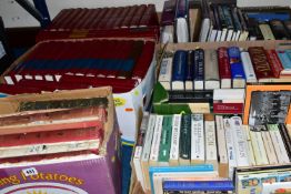 SIX BOXES OF BOOKS containing approximately 130 miscellaneous titles in hardback and paperback