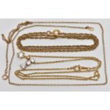 AN ASSORTMENT OF 9CT GOLD AND YELLOW METAL JEWELLERY, to include an a/f rose gold trace
