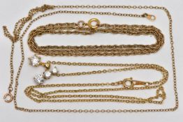AN ASSORTMENT OF 9CT GOLD AND YELLOW METAL JEWELLERY, to include an a/f rose gold trace