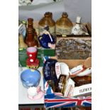 TWO BOXES AND LOOSE BREWERYANIA, NOVELTY / PROMOTIONAL CERAMICS AND GLASSWARE, ETC, including a