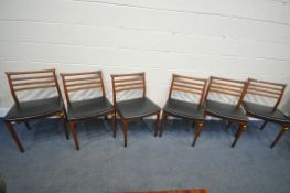 A SET OF SIX DANISH SORO STOLEFABRIK BY ERLING TORVITIS, with black leatherette seat pads, width