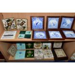 A COLLECTION OF TWENTY NINE VICTORIAN, EDWARDIAN AND LATER FRAMED AND LOOSE TILES, majority appear