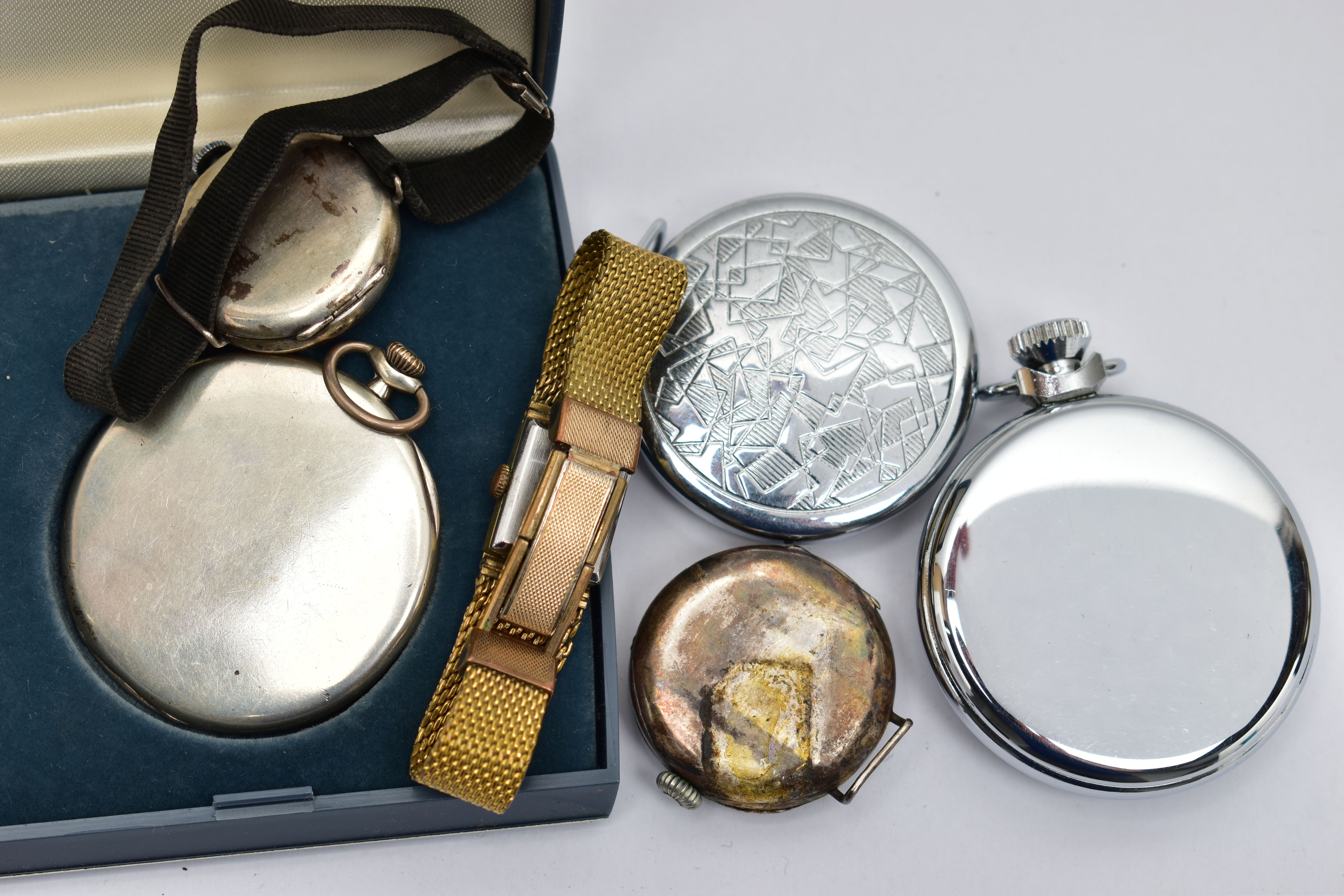 AN ASSORTMENT OF WATCHES, the first a 'Smiths' pocket watch, a white metal pocket watch, signed ' - Image 3 of 4