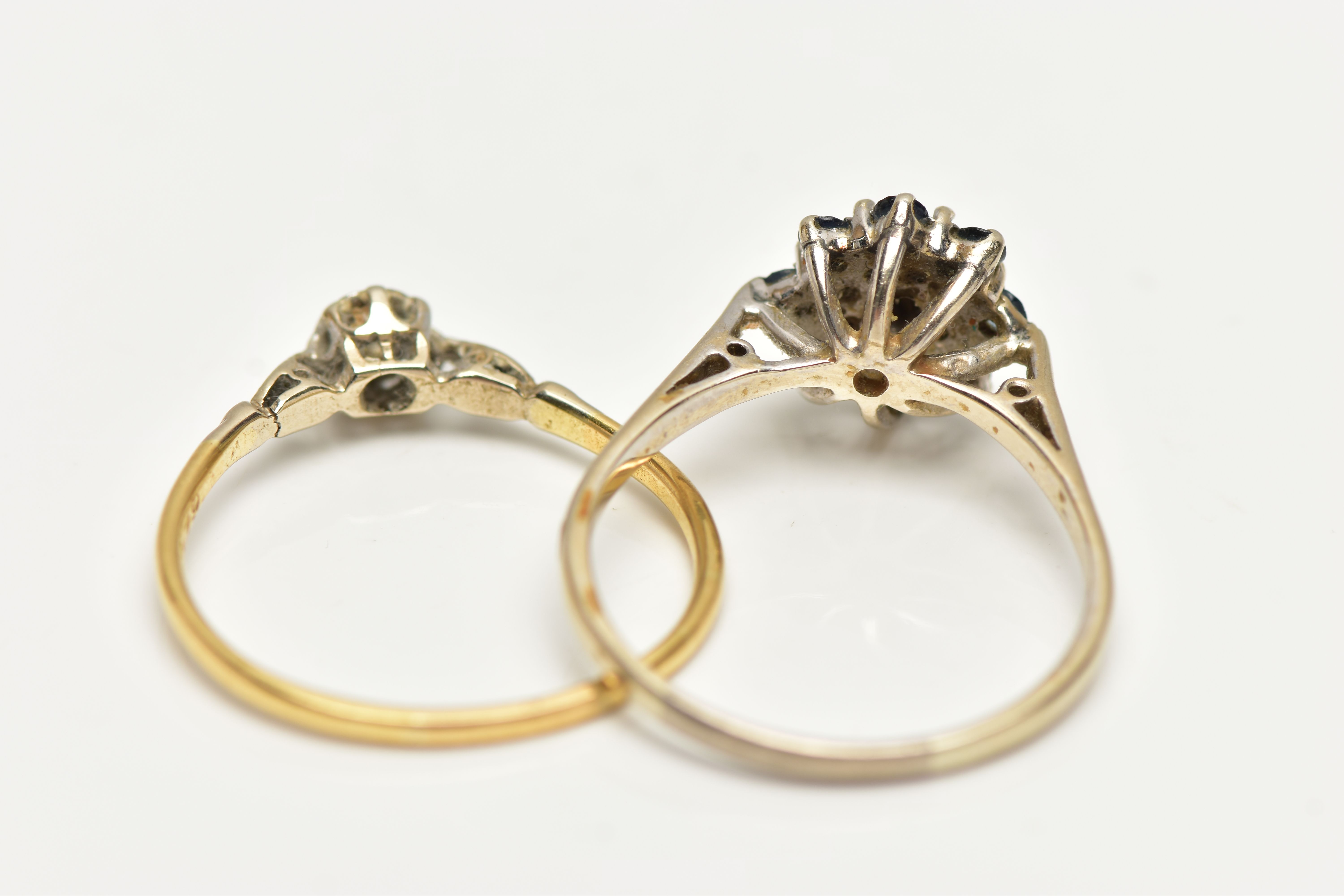 TWO GEM SET RINGS, to include a diamond single stone ring, set with a round brilliant cut diamond, - Image 4 of 4