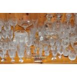 A QUANTITY OF CUT CRYSTAL AND OTHER GLASSWARES, over seventy pieces to include a hexagonal Royal