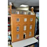 ARTHUR'S HOUSE: A LARGE HANDMADE WOODEN DOLLS HOUSE, modelled as a Georgian Town house, front