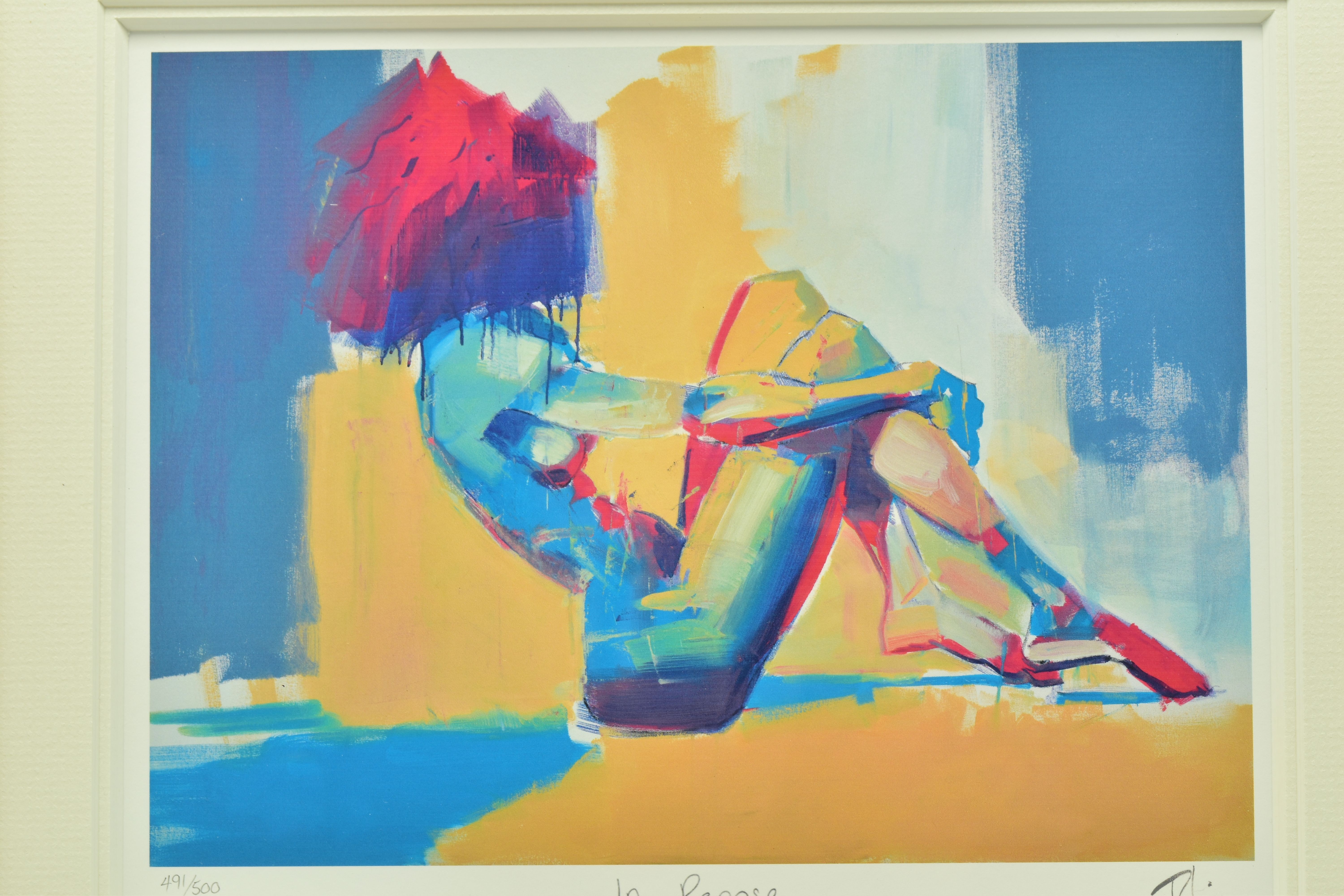 TOBY MULLIGAN (BRITISH 1969) 'IN REPOSE', a signed limited edition print depicting a colourful - Image 2 of 3