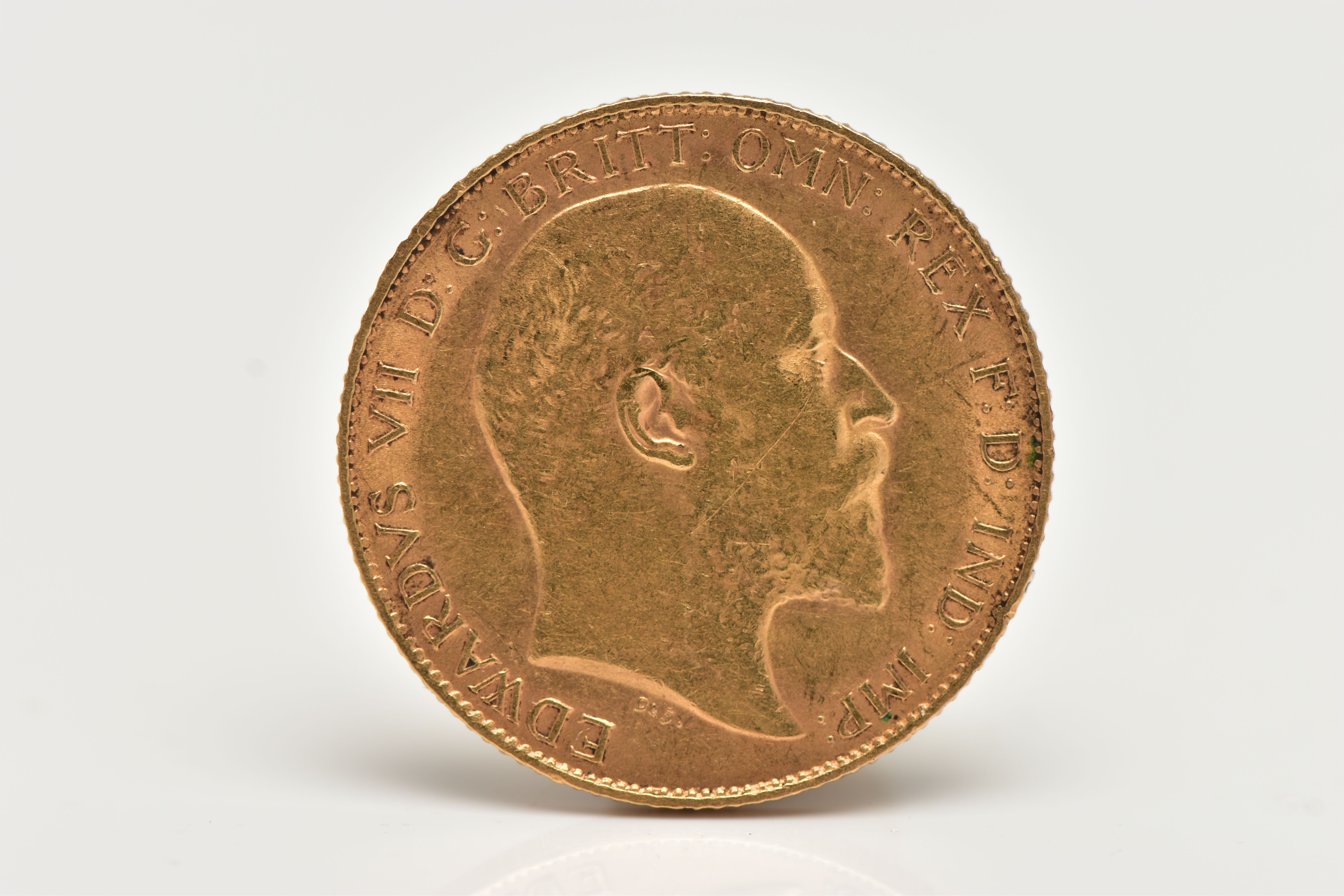 AN EARLY 20TH CENTURY HALF SOVEREIGN COIN, depicting King Edward VII, dated 1908, approximate - Image 2 of 2