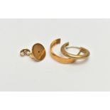 A BROKEN 22CT GOLD BAND AND AN EARRING BACK, polished split band, hallmarked 22ct Birmingham,