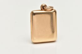 AN EARLY 20TH CENTURY LOCKET, the rectangular shape locket of plain polished design, opening to