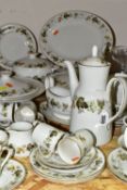 A ROYAL DOULTON 'LARCHMONT' PATTERN DINNER AND COFFEE SET, comprising two covered tureens, one