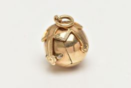 A MASONIC ORB PENDANT, a folding pendant, white metal with yellow metal gilt, stamped JHW,