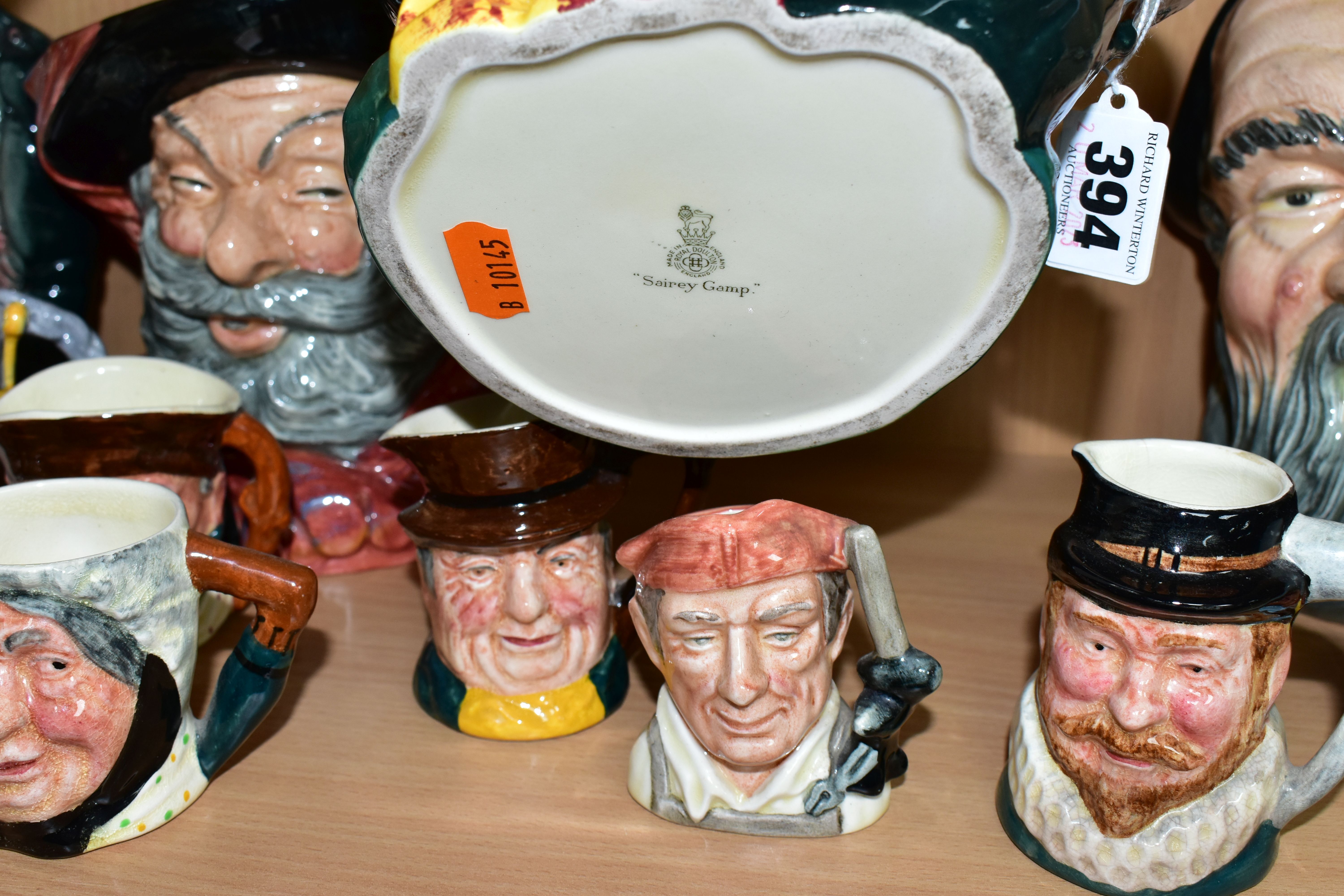 A GROUP OF CHARACTER JUGS, to include Royal Doulton: Merlin D6529 (firing crack inside), Sairey Gamp - Image 5 of 5