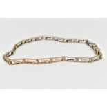 A 9CT GREEK KEY PATTERN BRACELET, articulated line bracelet fitted with a folding clasp,