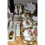 A GROUP OF ROYAL ALBERT 'OLD COUNTRY ROSES' PATTERN DINNER AND TEAWARES, comprising a pair of