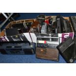 TWO BOXES AND LOOSE CASEETTE RECORDERS, RADIOS, DICTAPHONE, CB RADIOS, ETC, makes include Bush,