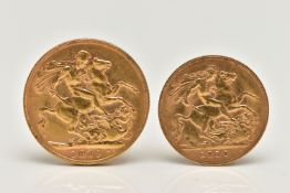A FULL AND HALF GOLD SOVEREIGN PAIR EDWARD VII 1910, full sovereign 7.98 gram, 91.67 fine, 22.05mm