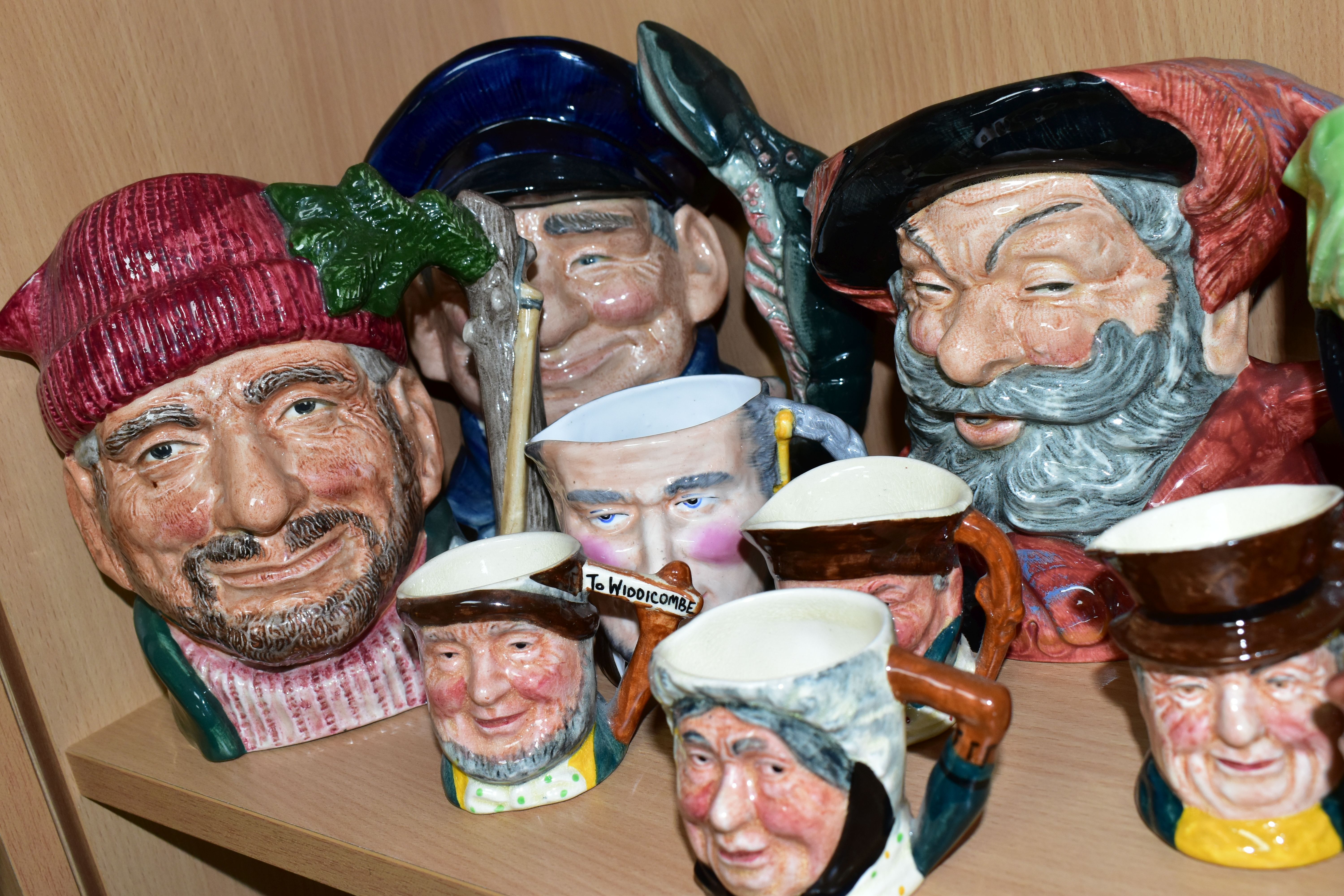 A GROUP OF CHARACTER JUGS, to include Royal Doulton: Merlin D6529 (firing crack inside), Sairey Gamp - Image 4 of 5