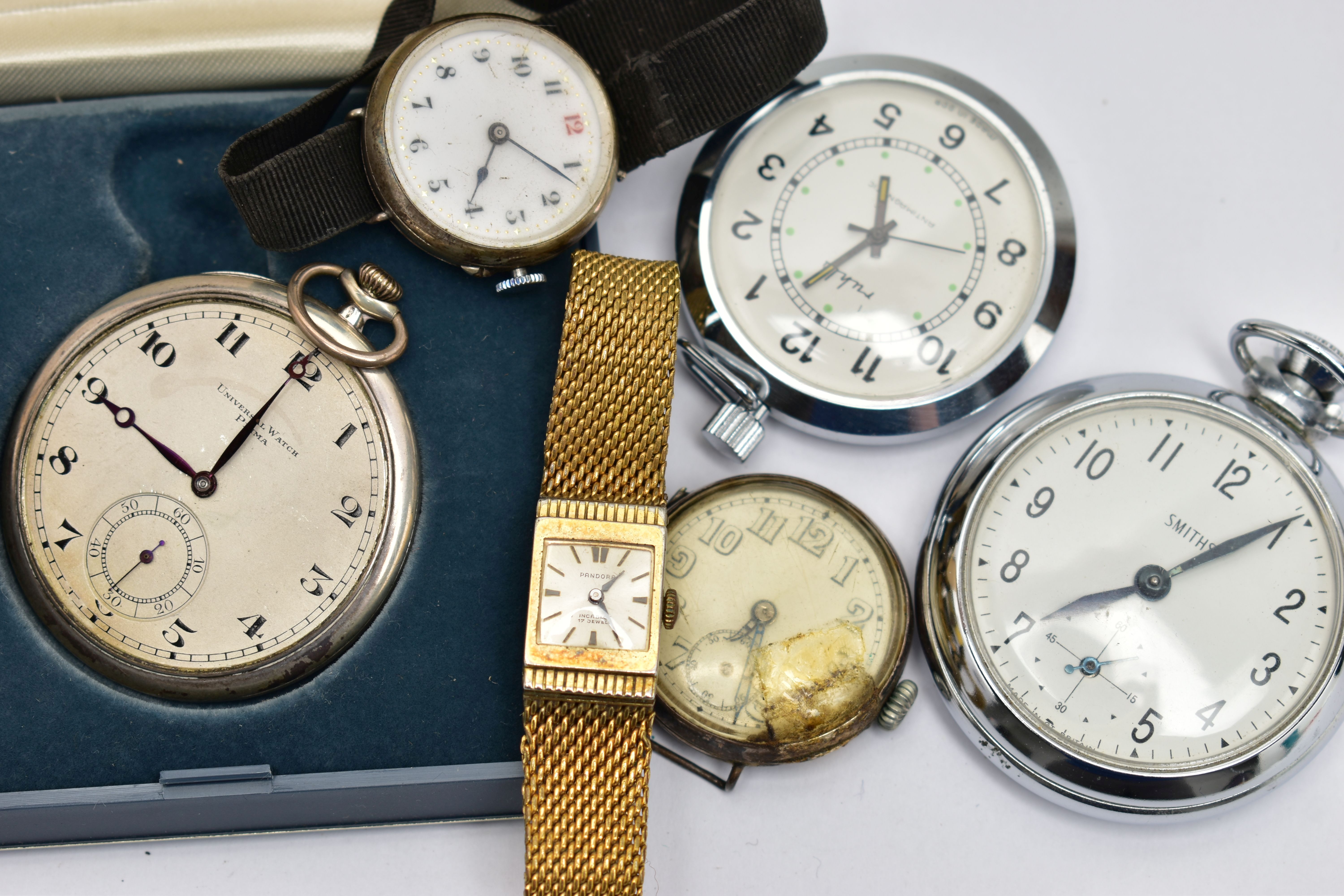 AN ASSORTMENT OF WATCHES, the first a 'Smiths' pocket watch, a white metal pocket watch, signed ' - Image 4 of 4