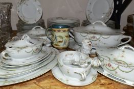A FIFTY PIECE ROSENTHAL DINNER SERVICE, decorated with garlands of roses, stamped Botticelli to