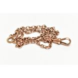 AN EARLY 20TH CENTURY 9CT GOLD ALBERT CHAIN, the belcher link chain, with lobster claw clasp and