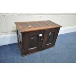 AN EARLY 20TH CENTURY MAHOGANY TWO DOOR ENGINEERS CABINETS, enclosing four drawers, width 51cm x